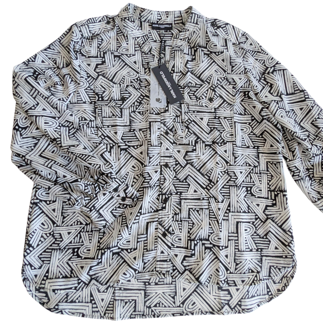 Karl Lagerfeld Paris Logo Print Shirt Size XL NWT