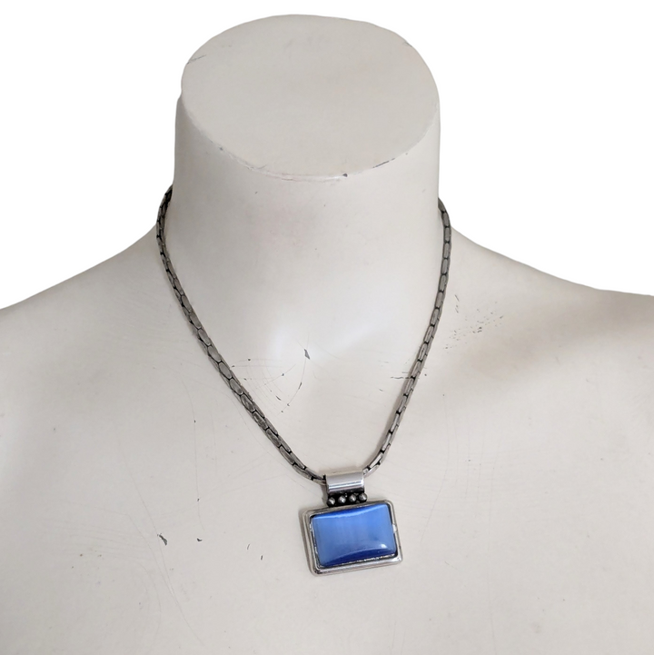 Blue Enamel Pendant Necklace