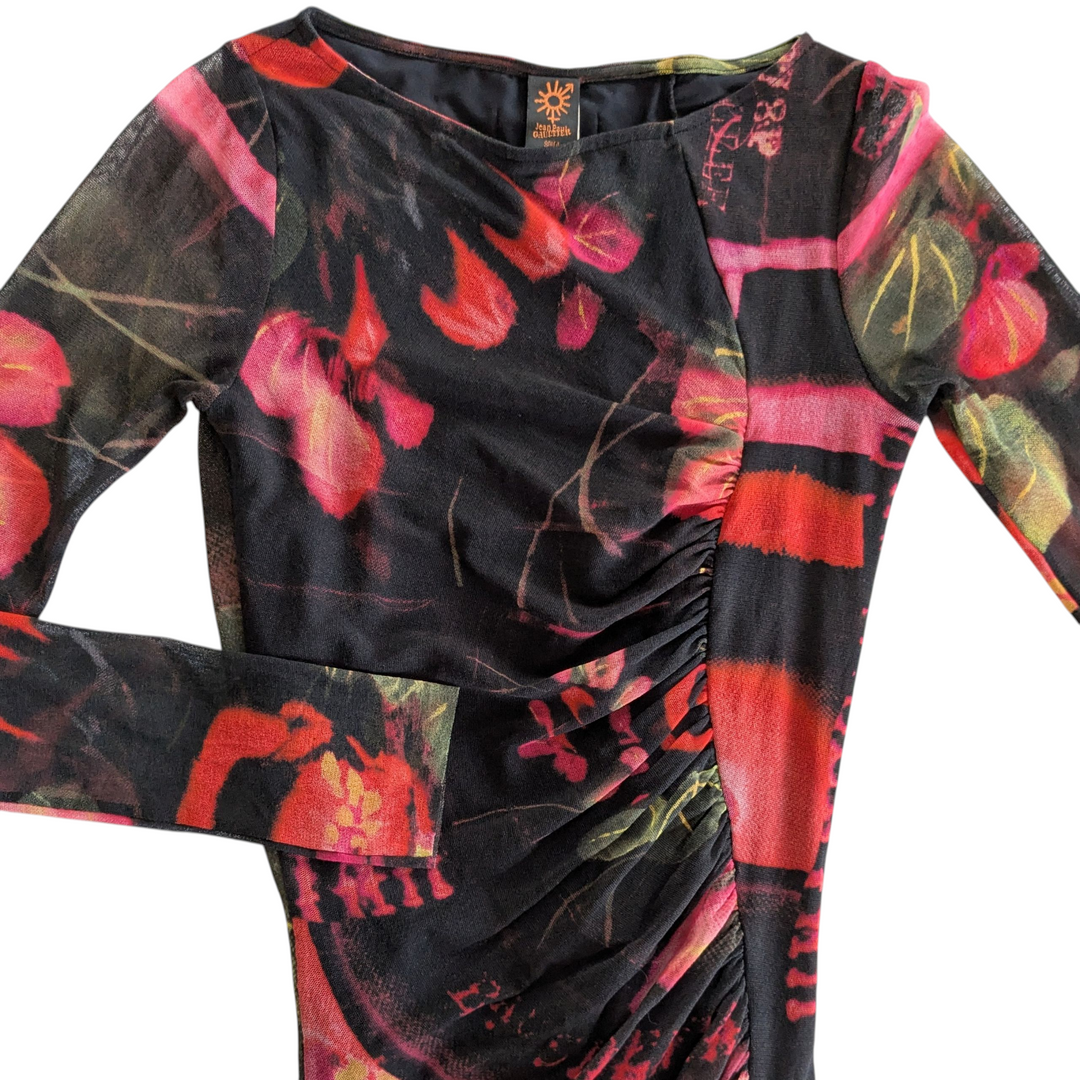 Jean Paul Gautier Soleil Floral Mesh Dress Size Small