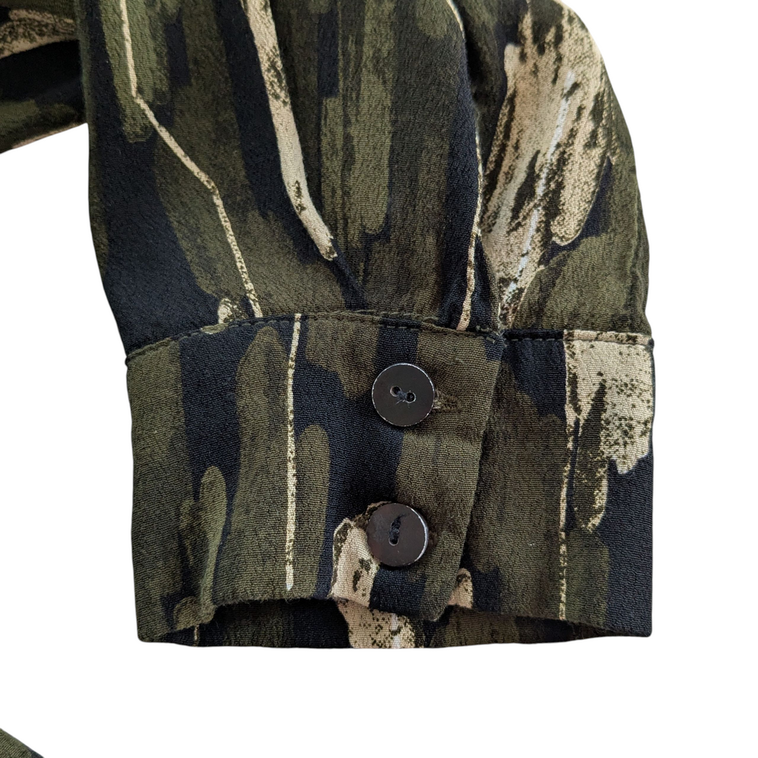 Bel Kazan Olive Print Blouse Size Medium