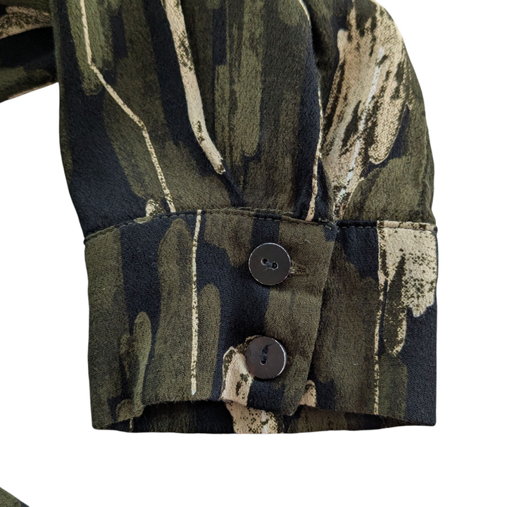 Bel Kazan Olive Print Blouse Size Medium