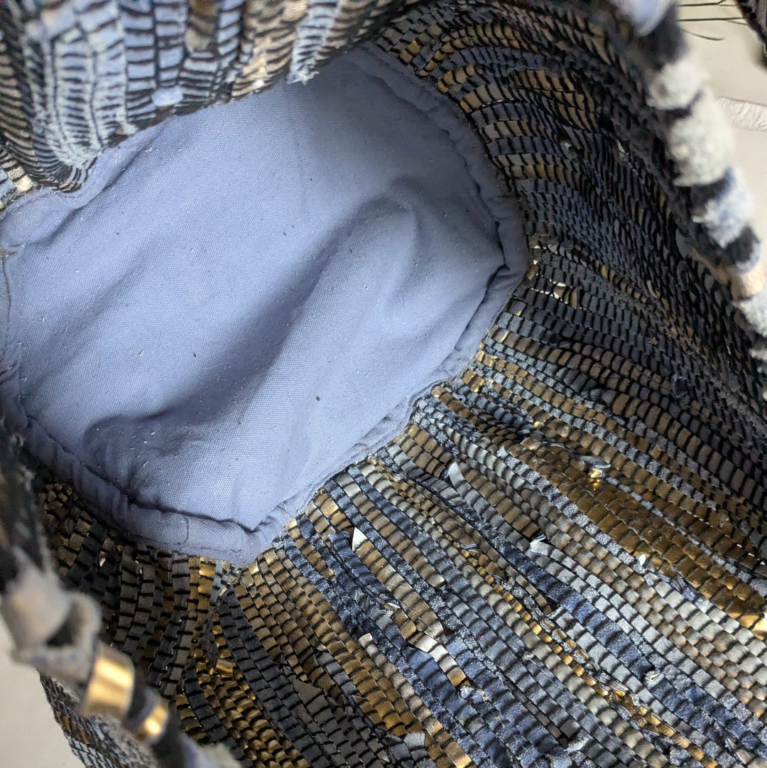 Woven Suede and Rope Tote Bag