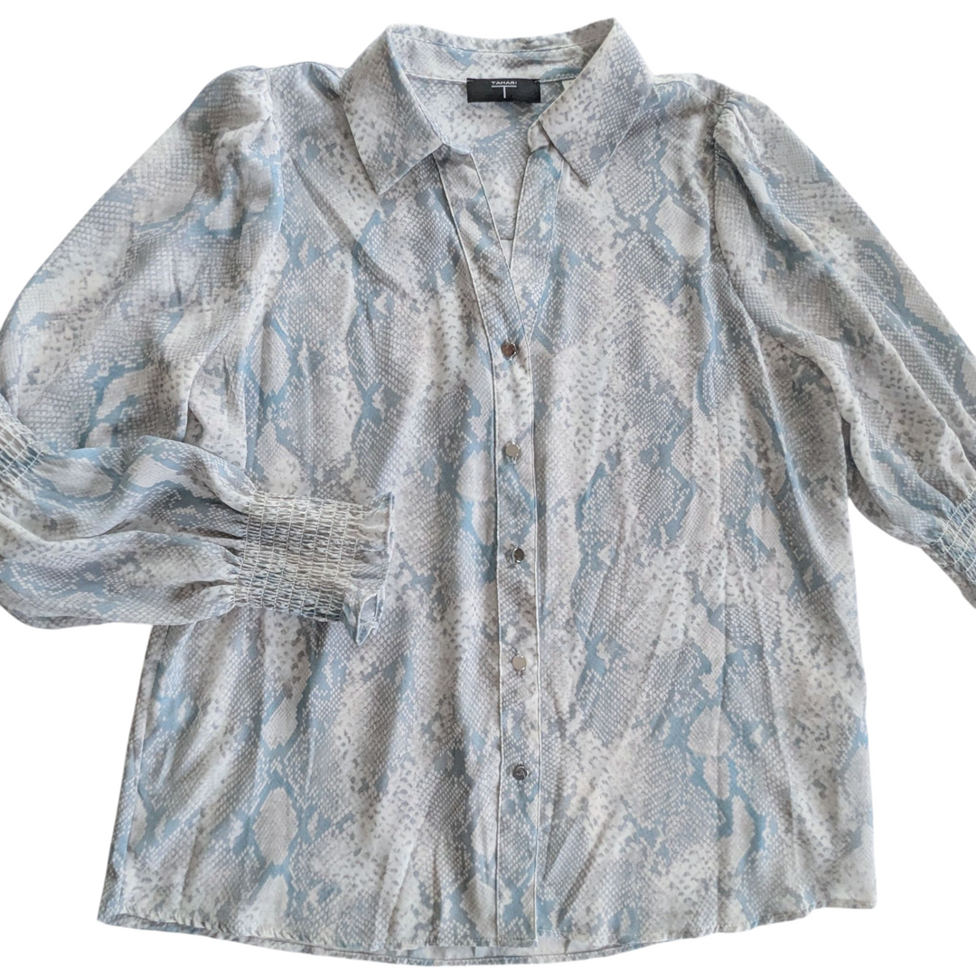 T Tahari Snakeskin Print Blouse Size Small