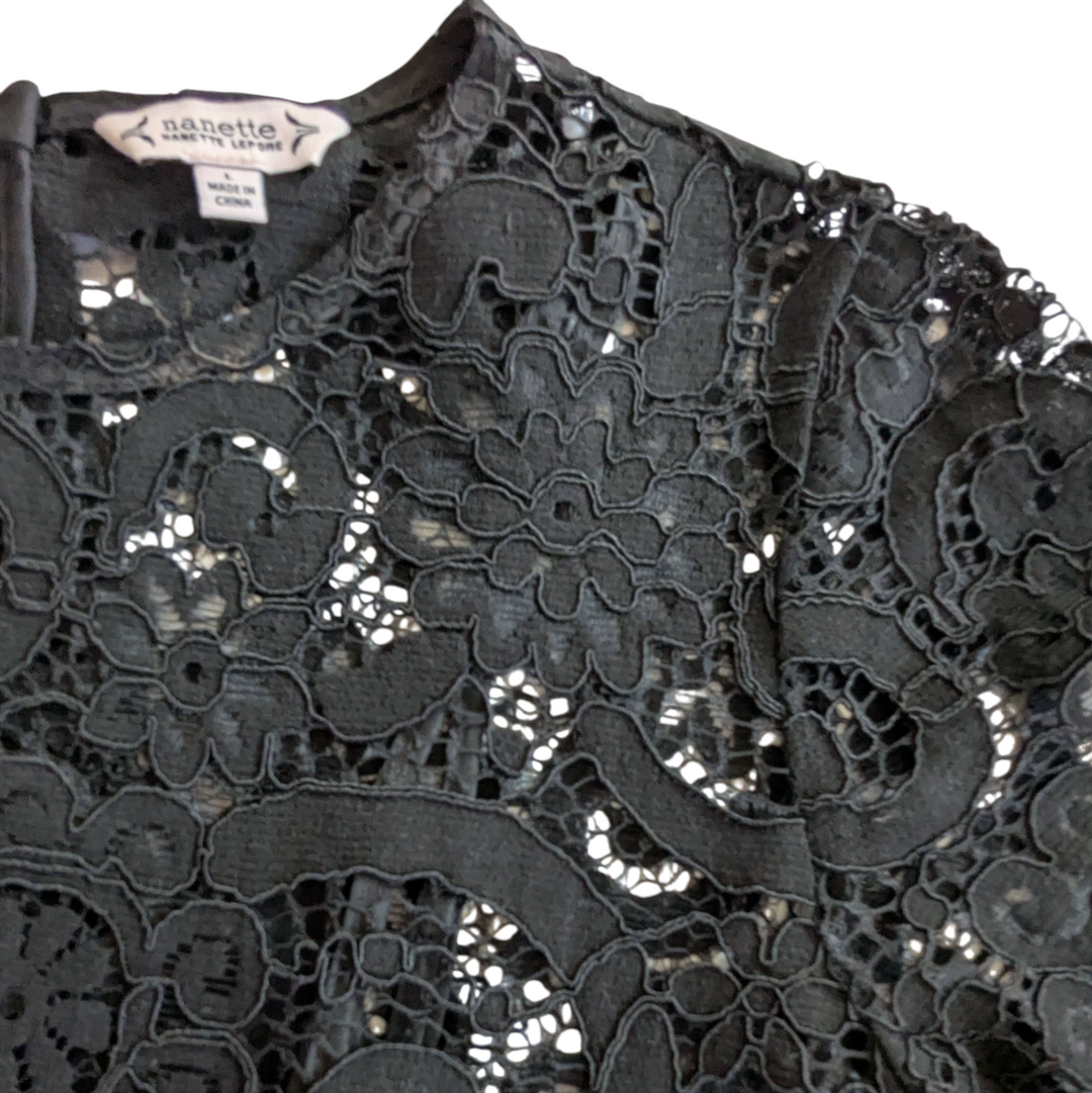 Nanette Lepore Black Lace Top Size Large