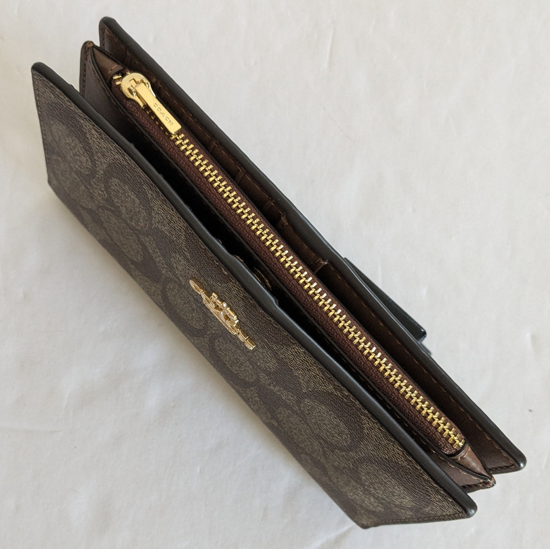 Coach Slim Signature Logo Zippered Wallet