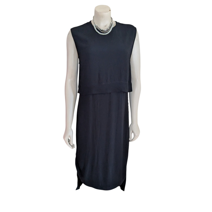 Helmut Lang Black Blaze Layered High Low Dress Size 4