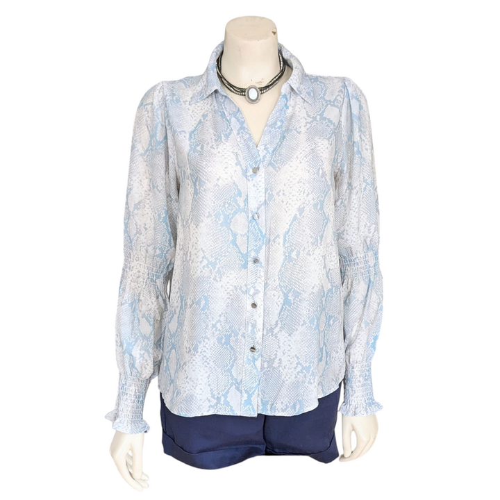 T Tahari Snakeskin Print Blouse Size Small