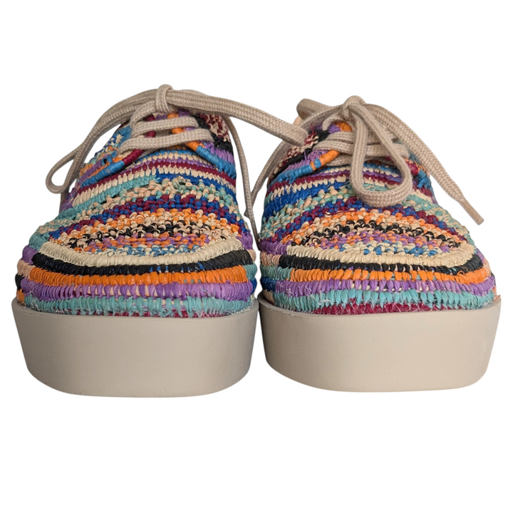 Robert Clergerie Lisa Raffia Wedge Oxfords Size 36