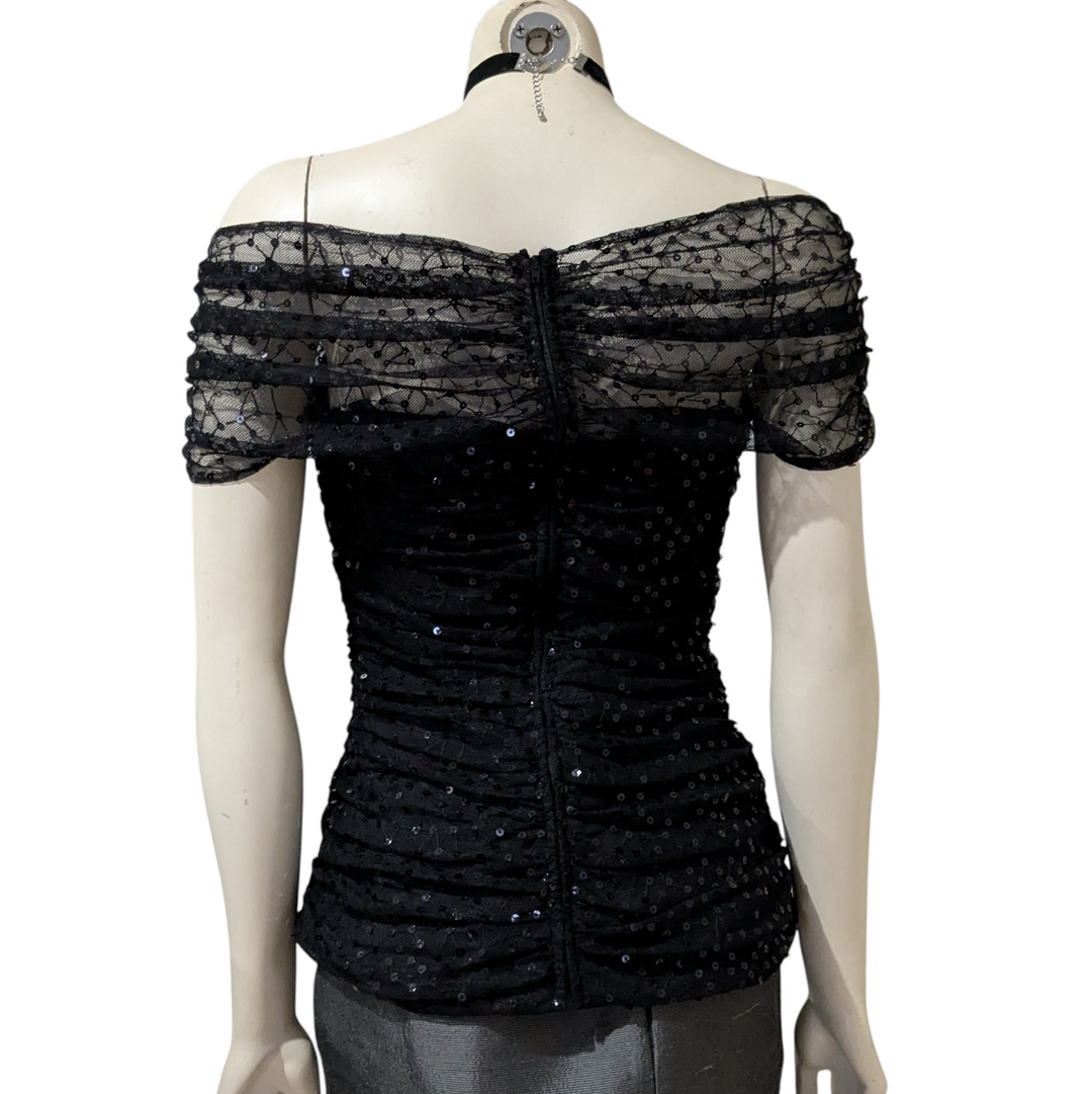 Tadashi Shoji Off The Shoulder Evening Top Size Small