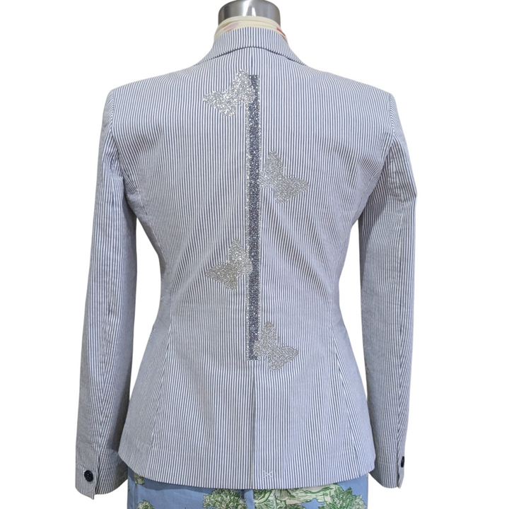 Hip Chik Glitter Butterfly Striped Blazer