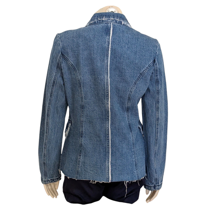 Blue Revival Lindsay Frayed Denim Blazer Size Small