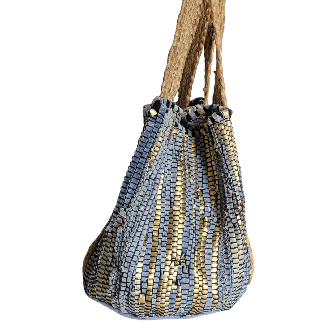Woven Suede and Rope Tote Bag
