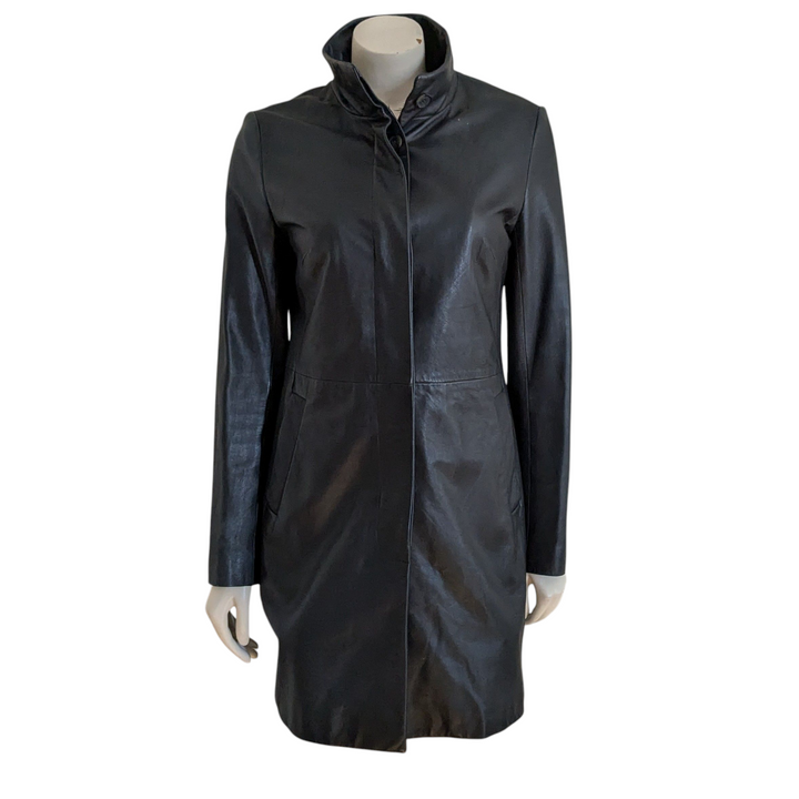 Cole Haan Leather Coat Size Small