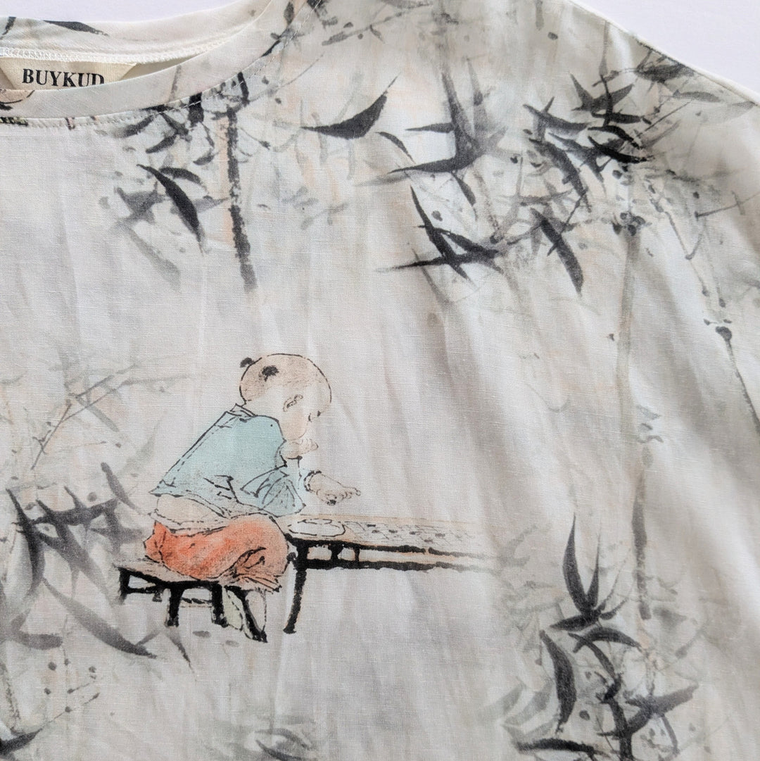 Buykud O Neck Tee Asian Print Size XL