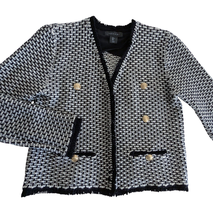 Tahari Tweed Open Blazer Size Large