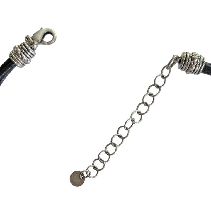 Leather Necklace with Crystal Pendant
