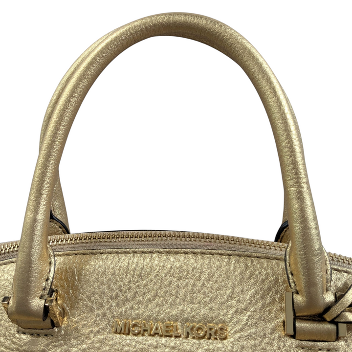 Michael Kors Riley Gold Leather Satchel