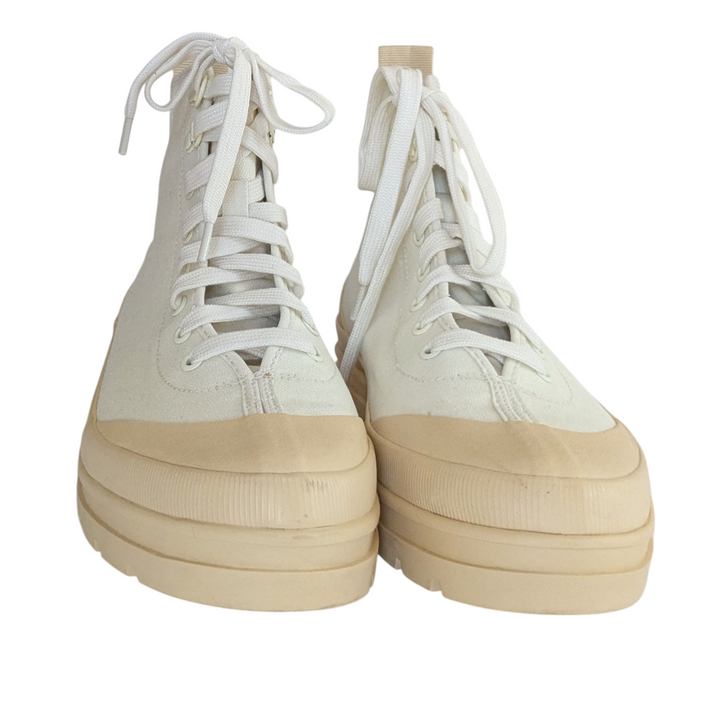 Everlane Cream Canvas Utility Boots Size 7