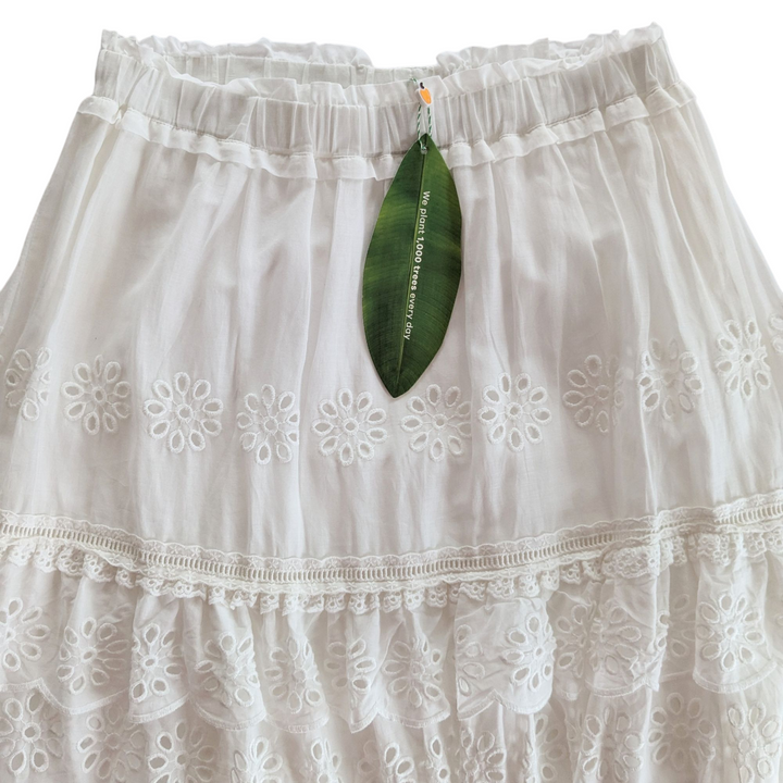 FARM Rio White Eyelet Maxi Skirt Size Large