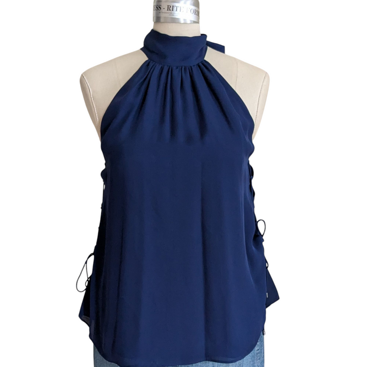Haute Hippie Navy Halter Top Size Small