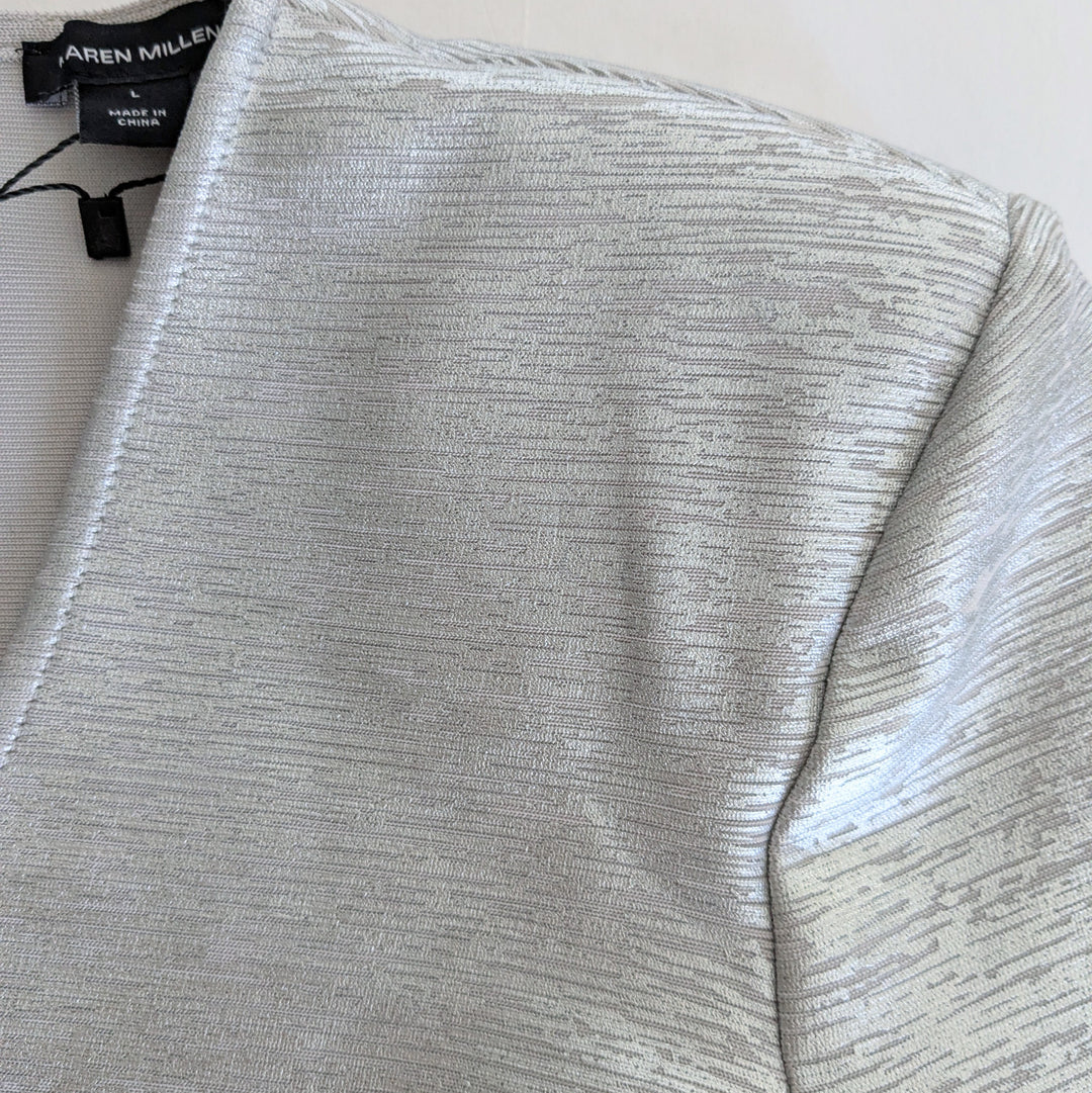 Karen Millen Silver Foil Midaxi Dress Size Large NWT
