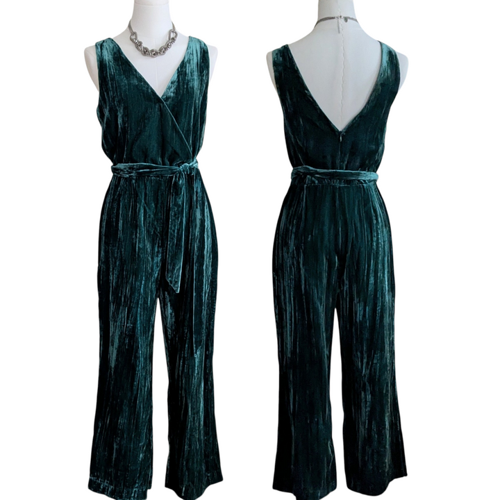 BB Dakota Green Velvet Jumpsuit Size 2