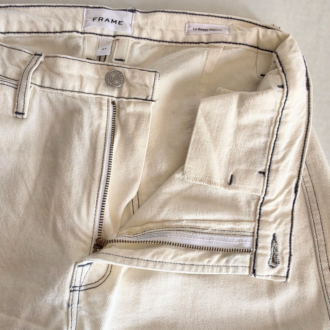 Frame White Le Baggy Palazzo Jeans Size 27