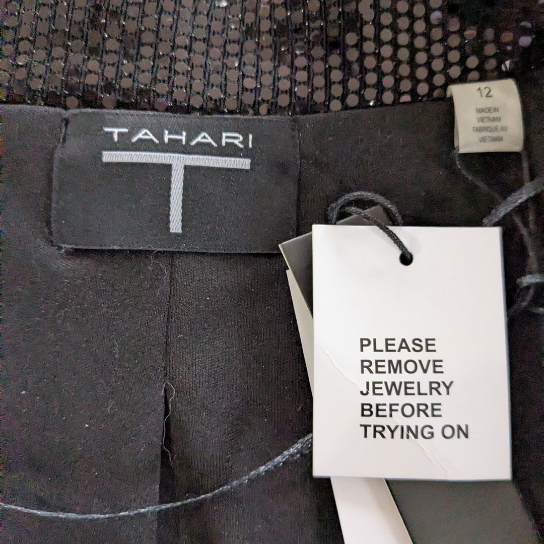 T Tahari Black Sequin Blazer Size 12 NWT