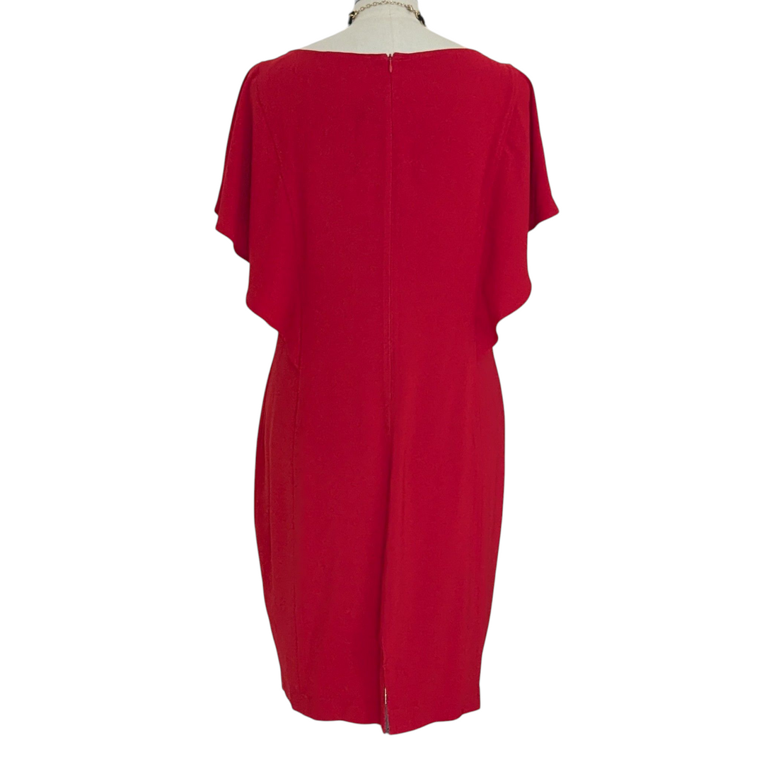 St John Red Crepe Dress Size 12