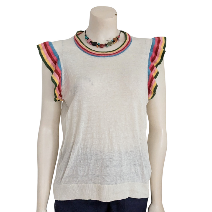 Boden Frilled Linen Tank Size Large