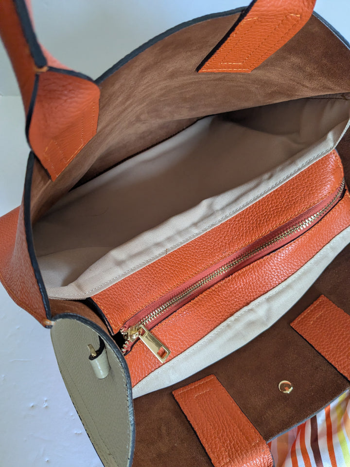 Avenue 67 Milano Orange Leather Tote