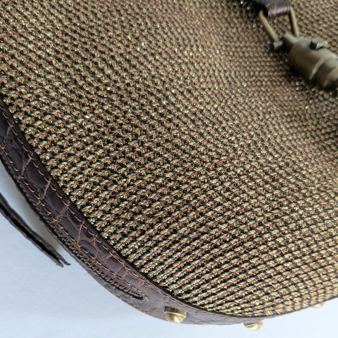 Erica Javits Faux Raffia and Leather Shoulder Bag