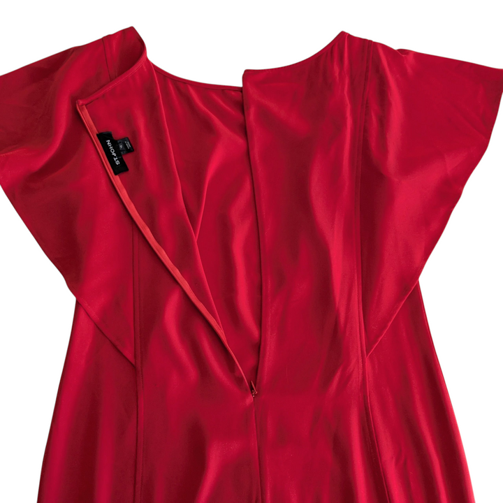 St John Red Crepe Dress Size 12