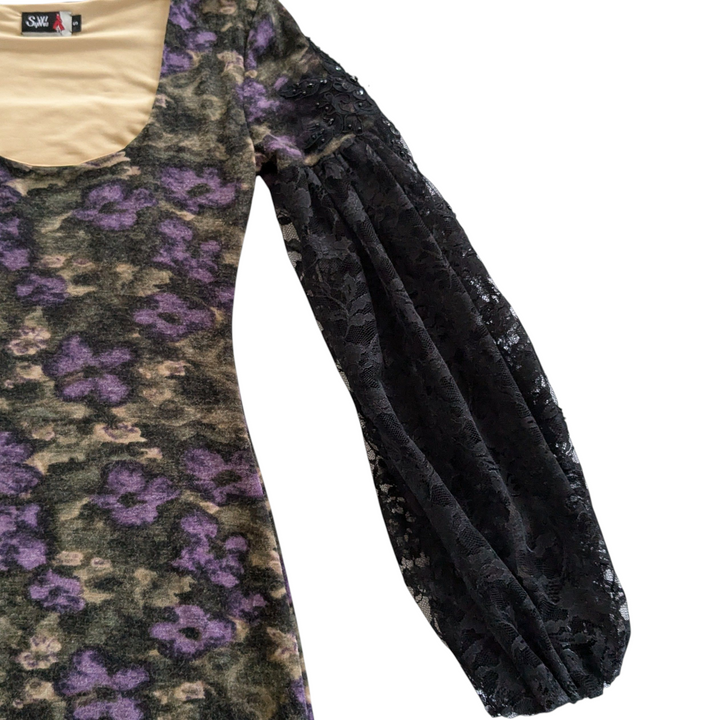 Sylwia Knit Midi Dress with Lace Sleeves Size 2