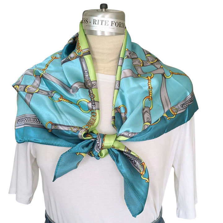 Equestrian Motif Satin Scarf
