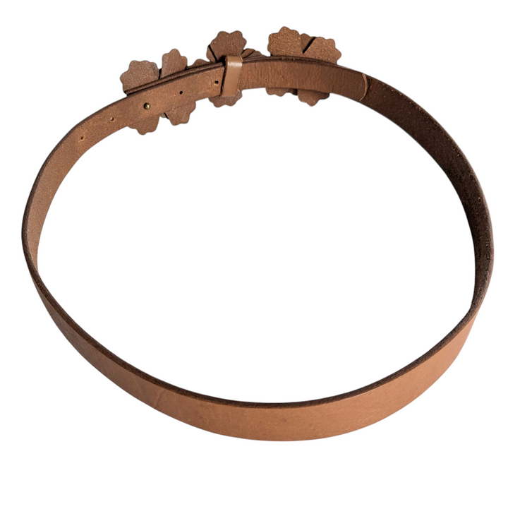 Leather Belt with Flower Accent Size Small