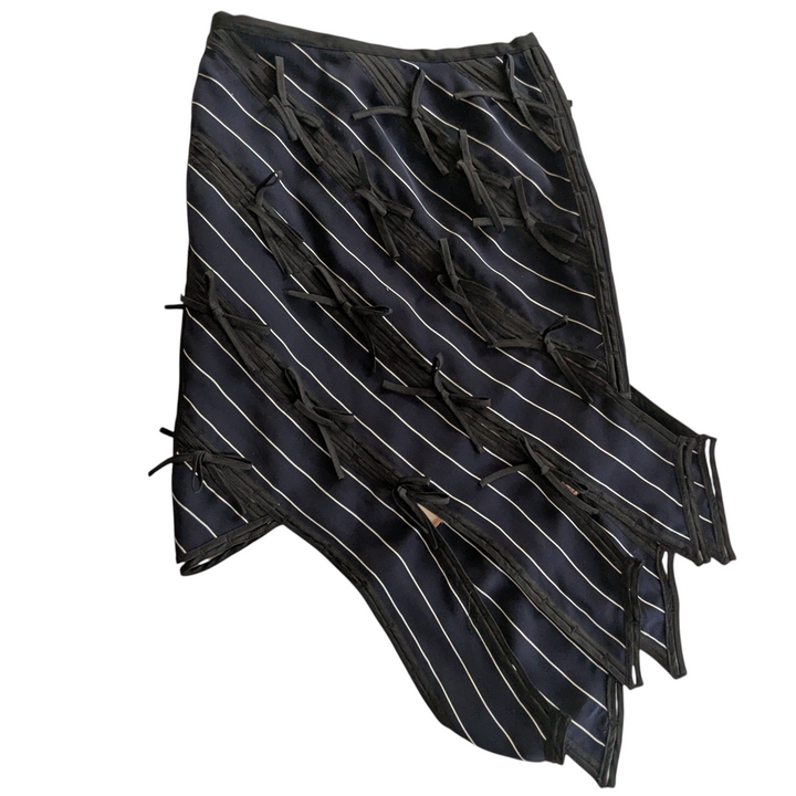 Self Portrait Pinstripe Ribbon Panel Skirt Size 2