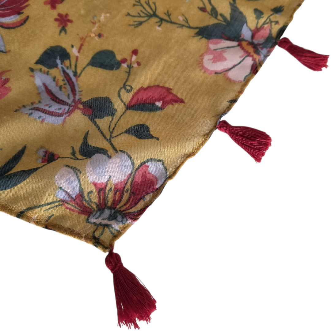 Mustard Yellow Floral Print Scarf/Wrap