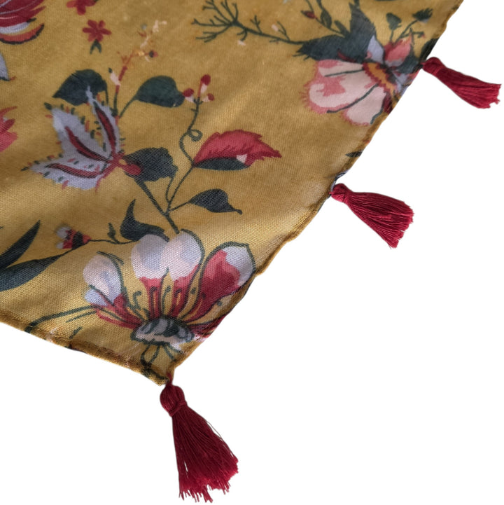 Mustard Yellow Floral Print Scarf/Wrap