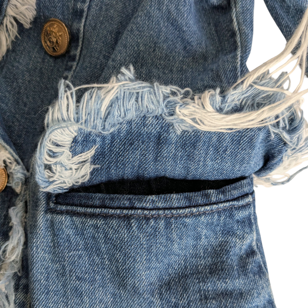 Blue Revival Lindsay Frayed Denim Blazer Size Small