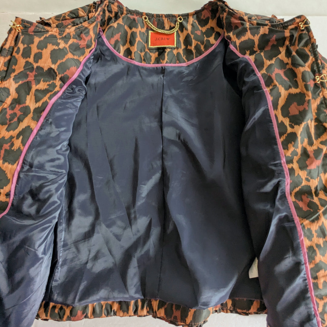 J. Crew Animal Print Puffer Lady Jacket Size 10