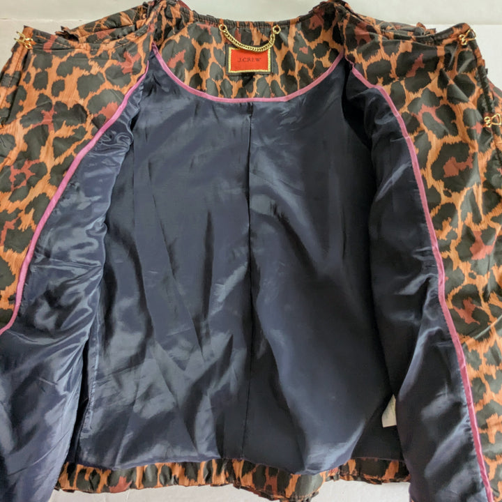 J. Crew Animal Print Puffer Lady Jacket Size 10