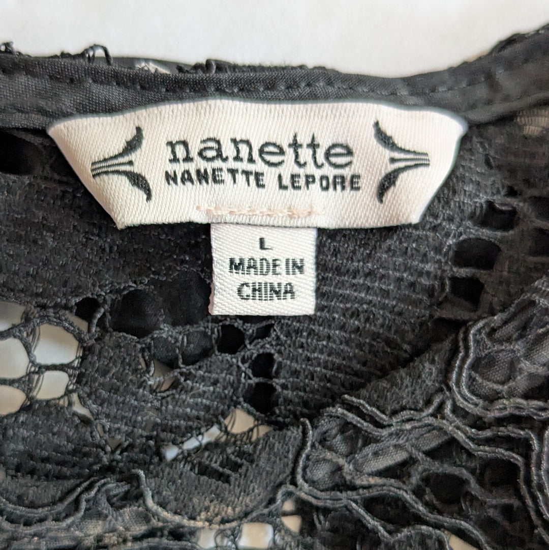 Nanette Lepore Black Lace Top Size Large