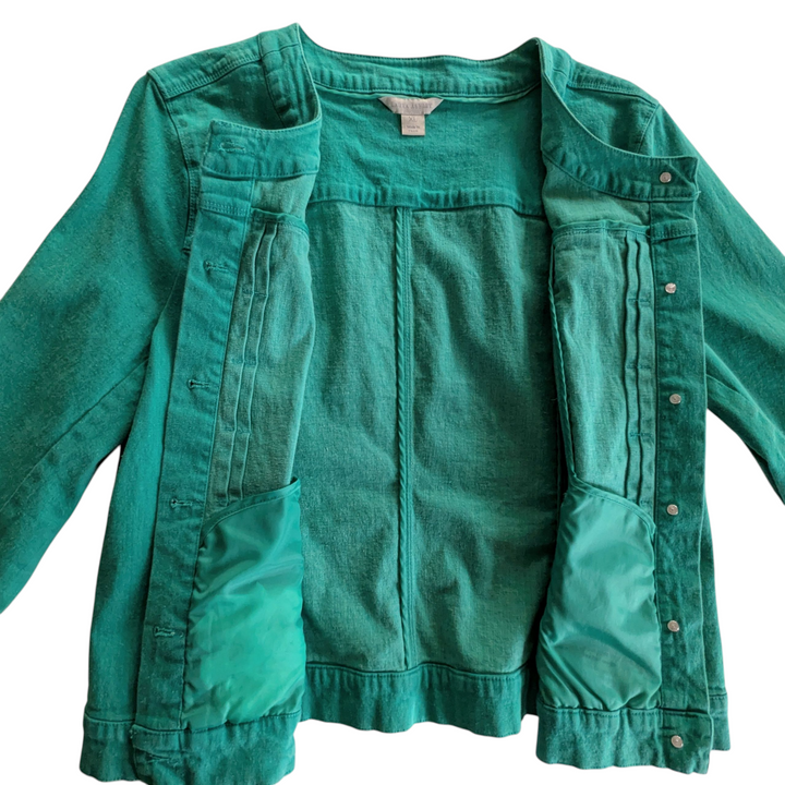 Laura Ashley Green Denim Jacket Size XL