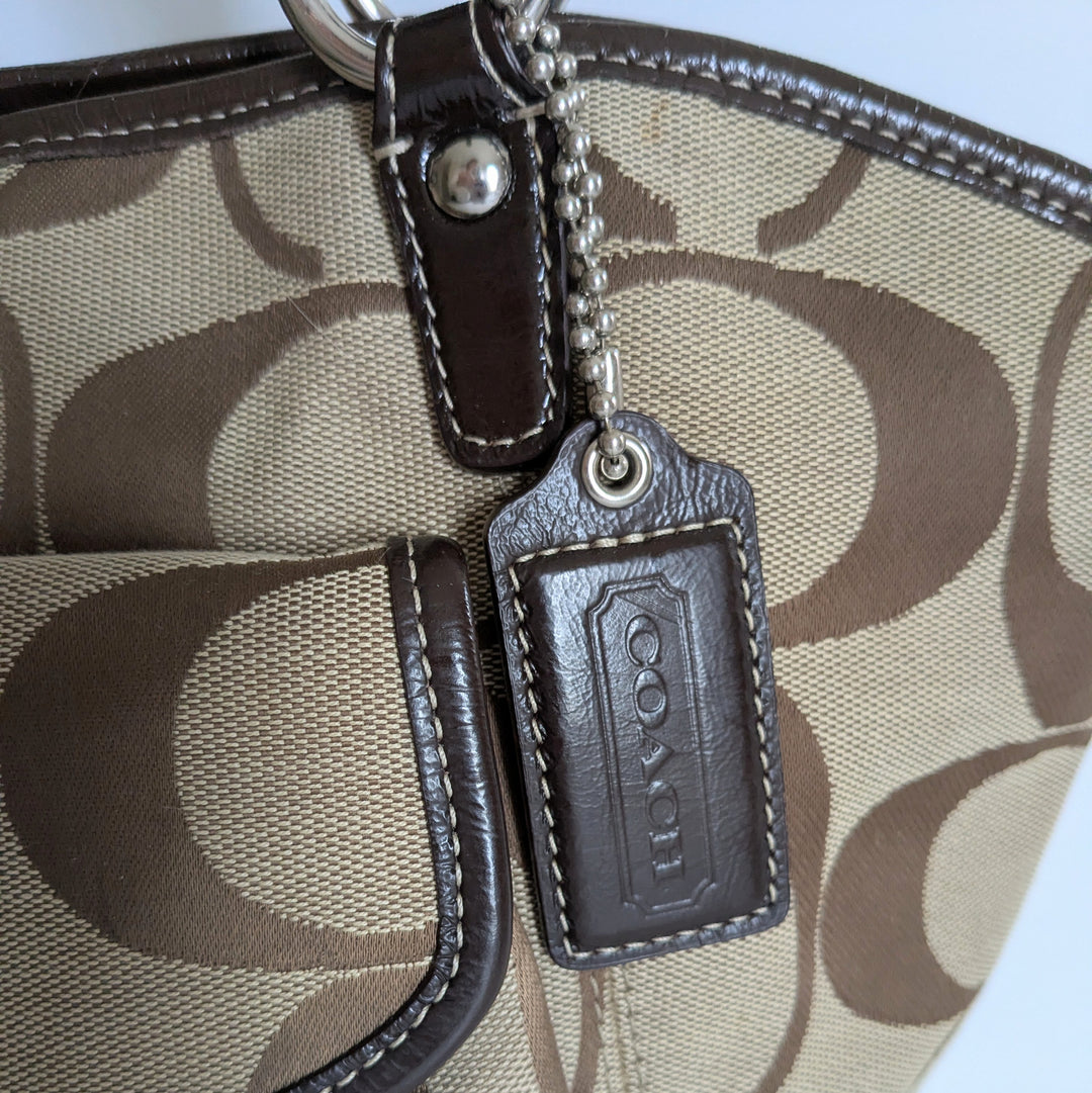 Coach Leah Signature Logo Canvas Tote