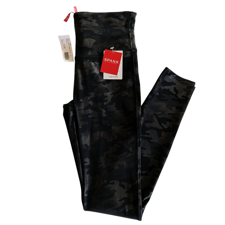 Spanx Black Camo Print Leggings Size Medium