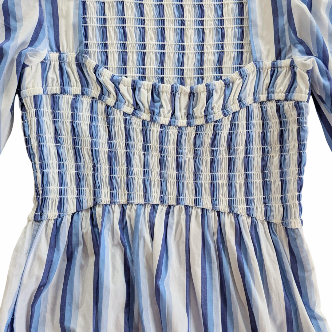 Ganni Striped Smocked Dress Size 34