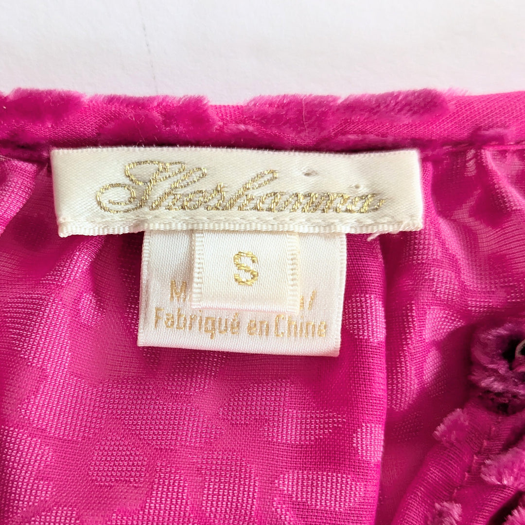 Shoshanna Hot Pink Flocked Top Size Small