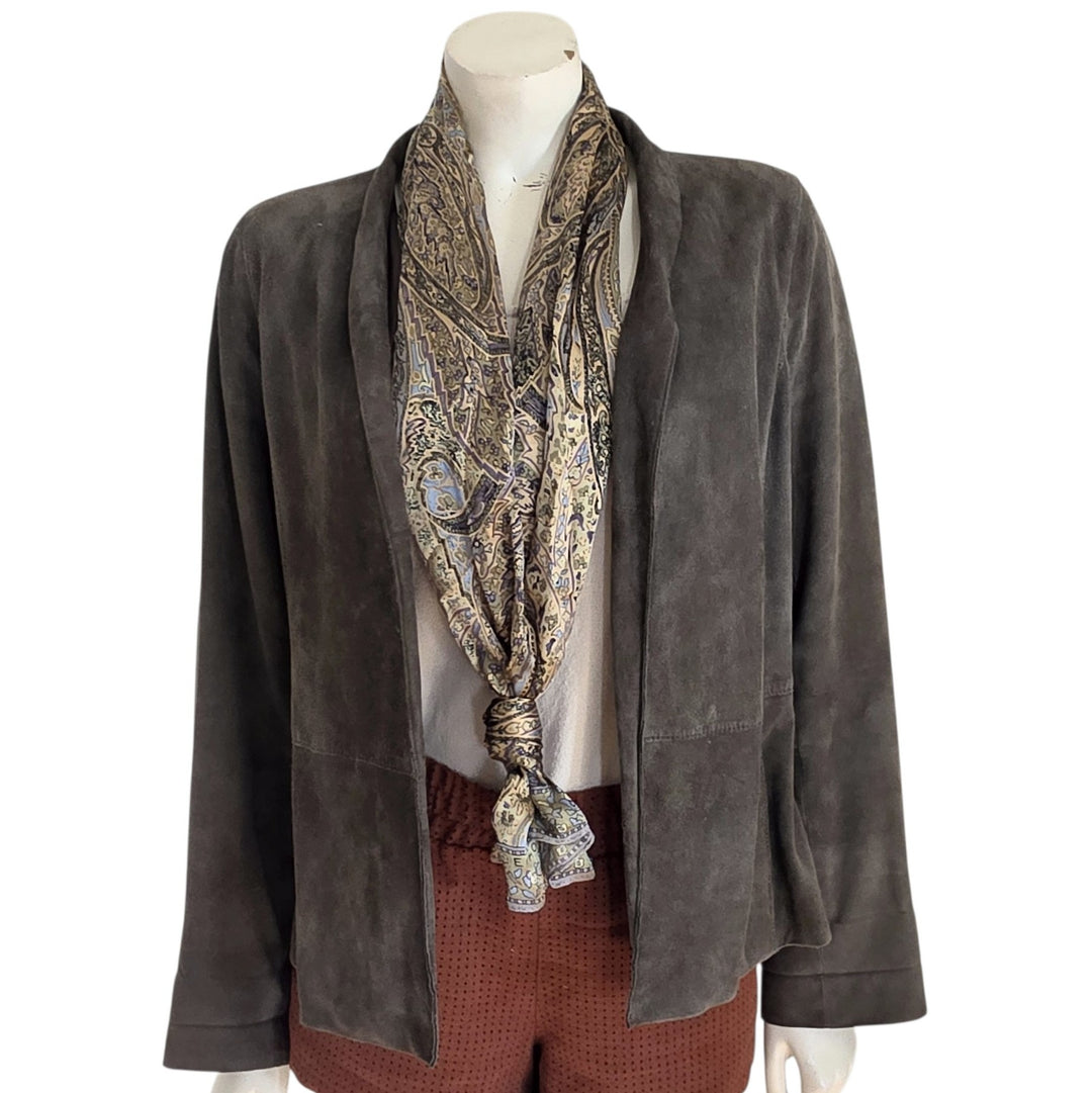 Eileen Fisher Green Suede Jacket Size LP