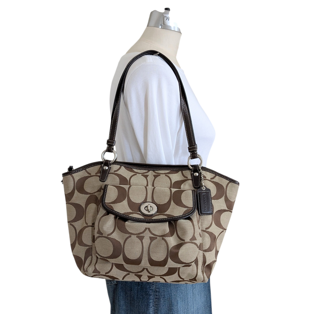 Coach Leah Signature Logo Canvas Tote